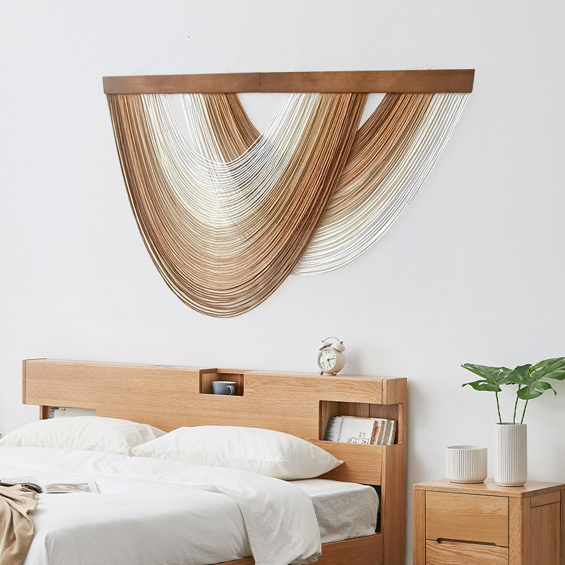 Ovalni zidni goblen s drvenom pločom, ručno tkan, nordijski stil, pamuk tkanina, prilagodljivo