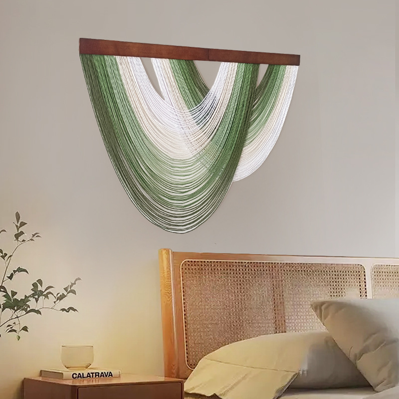 Ovalni zidni goblen s drvenom pločom, ručno tkan, nordijski stil, pamuk tkanina, prilagodljivo