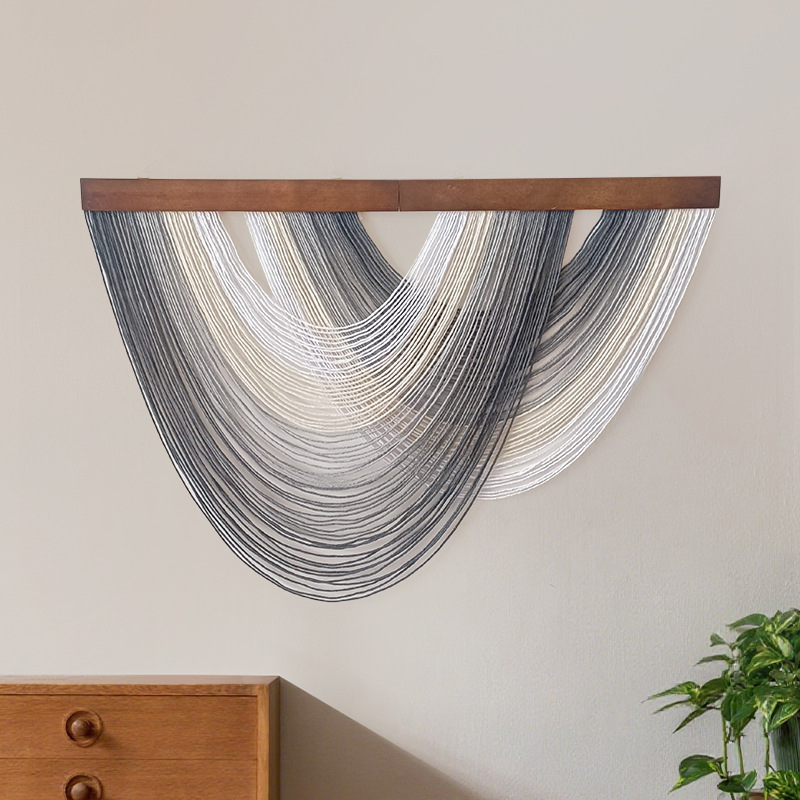 Ovalni zidni goblen s drvenom pločom, ručno tkan, nordijski stil, pamuk tkanina, prilagodljivo