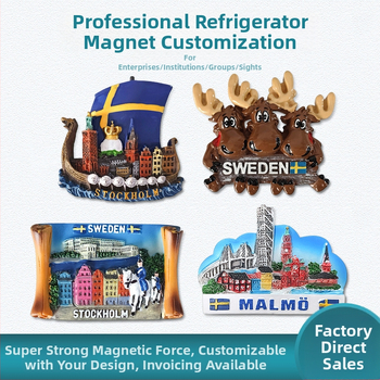 Magnet za hladnjak od smole – švedske znamenitosti, moderni minimalistički stil, standardno pakiranje; idealan poklon za vjenčanja, rođendane, putovanja, diplome i preseljenje