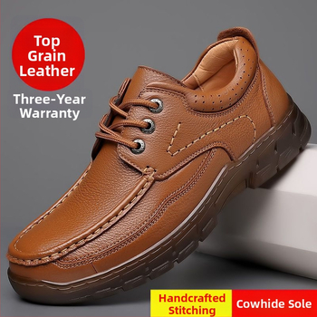 Muške kožne cipele za jesen zimu, ležerni loafers; gornji dio od prvog sloja teleće kože; TPU potplat s vulkaniziranom konstrukcijom; podstava i ulošak od drugog sloja svinjske kože; prozračne, protuklizne