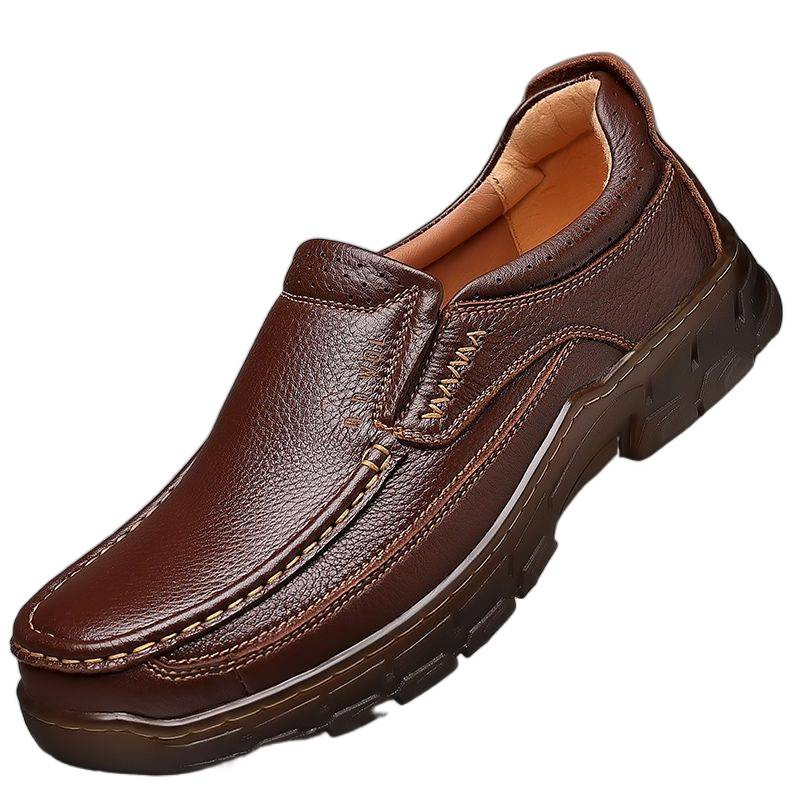 Muške kožne cipele za jesen zimu, ležerni loafers; gornji dio od prvog sloja teleće kože; TPU potplat s vulkaniziranom konstrukcijom; podstava i ulošak od drugog sloja svinjske kože; prozračne, protuklizne