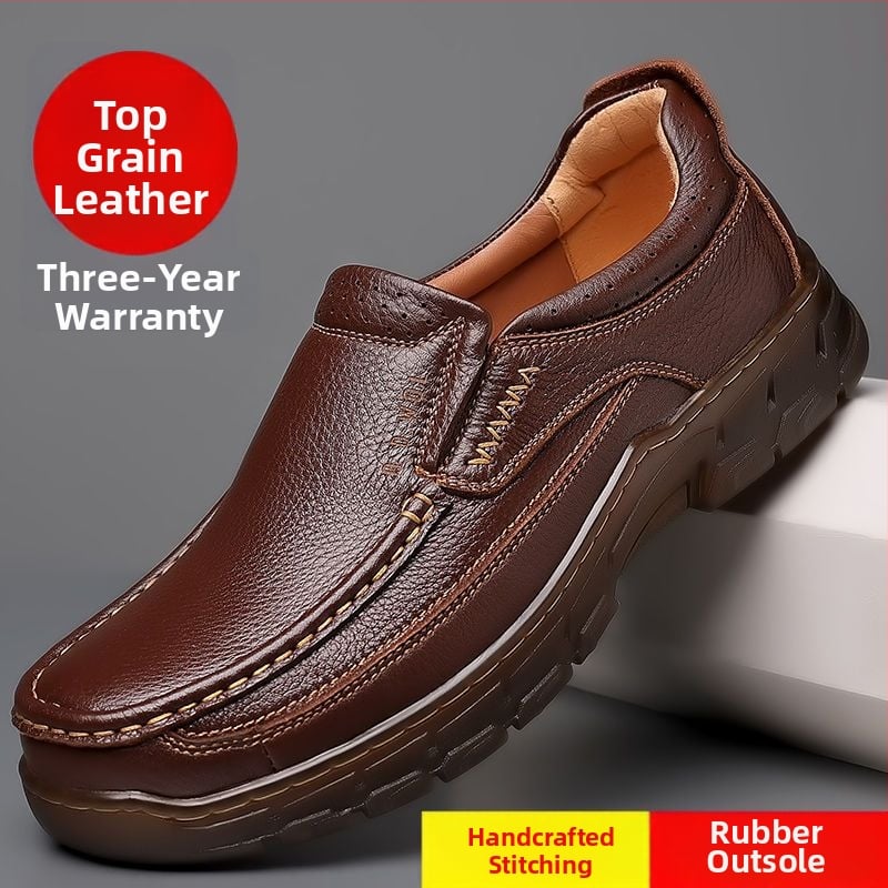 Muške kožne cipele za jesen zimu, ležerni loafers; gornji dio od prvog sloja teleće kože; TPU potplat s vulkaniziranom konstrukcijom; podstava i ulošak od drugog sloja svinjske kože; prozračne, protuklizne