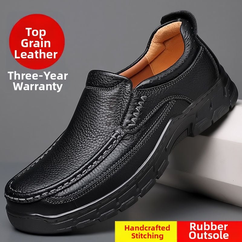 Muške kožne cipele za jesen zimu, ležerni loafers; gornji dio od prvog sloja teleće kože; TPU potplat s vulkaniziranom konstrukcijom; podstava i ulošak od drugog sloja svinjske kože; prozračne, protuklizne