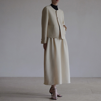 Елегантна чадърна пола, миди дължина, вълнена тъкан, сплайсинг кройка, пролет 2026