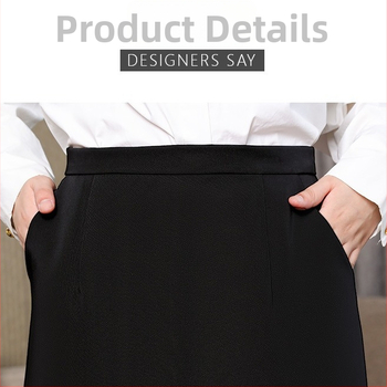 Черна пола А‑линия, средна дължина, едноцветна, полиестер-найлон-спандекс смес, обработка без гладене