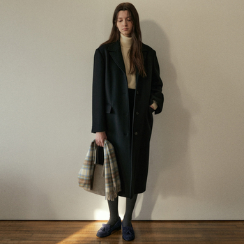 Suknja za bokove, A-linija, midi duljina, vuneni materijal s najmanje 95% poliestera, japansko-korejski casual stil, jesen 2024