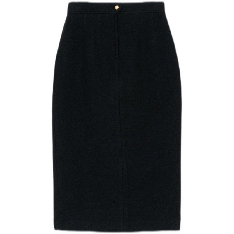Suknja za bokove, A-linija, midi duljina, vuneni materijal s najmanje 95% poliestera, japansko-korejski casual stil, jesen 2024