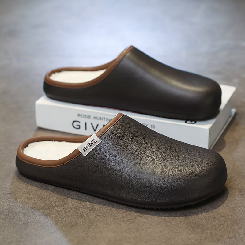 Muške papuče s pokrivenim prstom, Casual kućne papuče s EVA gornjim dijelom i EVA potplatom, Slip-On, umetni kratki pliš