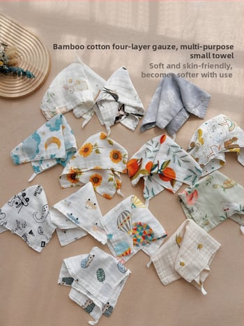 Négy réteg géz bébi négyzet alakú törölköző – 70% bambuszrost, 30% gyapot; nedvszívó.