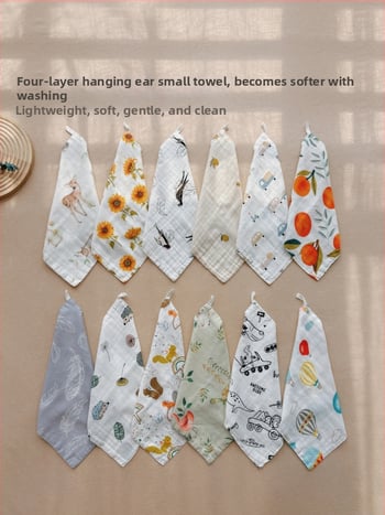 Négy réteg géz bébi négyzet alakú törölköző – 70% bambuszrost, 30% gyapot; nedvszívó.