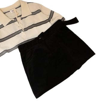 Corduroy suknja visokog struka s kaišem, mikroelastičnost, minimalistički stil japansko-korejskog ležernog stila