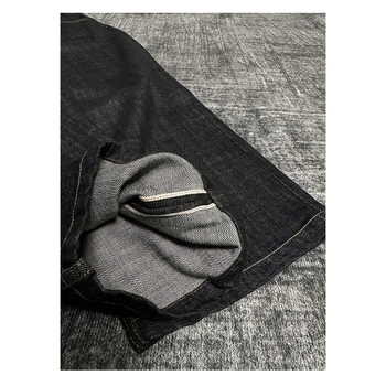 Traperice ravnog kroja, srednja talija, zip, denim 14.5oz s krznom zeca