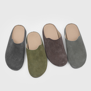 Muške slip-on papuče s zatvorenim prstima, casual, velur gornji dio, gumena potplat (17093)