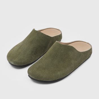 Muške slip-on papuče s zatvorenim prstima, casual, velur gornji dio, gumena potplat (17093)