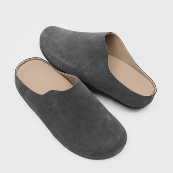 Muške slip-on papuče s zatvorenim prstima, casual, velur gornji dio, gumena potplat (17093)