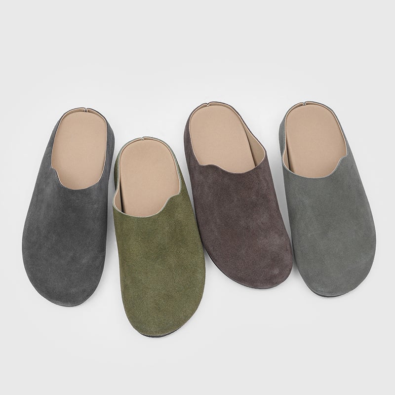 Muške slip-on papuče s zatvorenim prstima, casual, velur gornji dio, gumena potplat (17093)