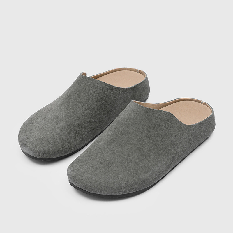 Muške slip-on papuče s zatvorenim prstima, casual, velur gornji dio, gumena potplat (17093)
