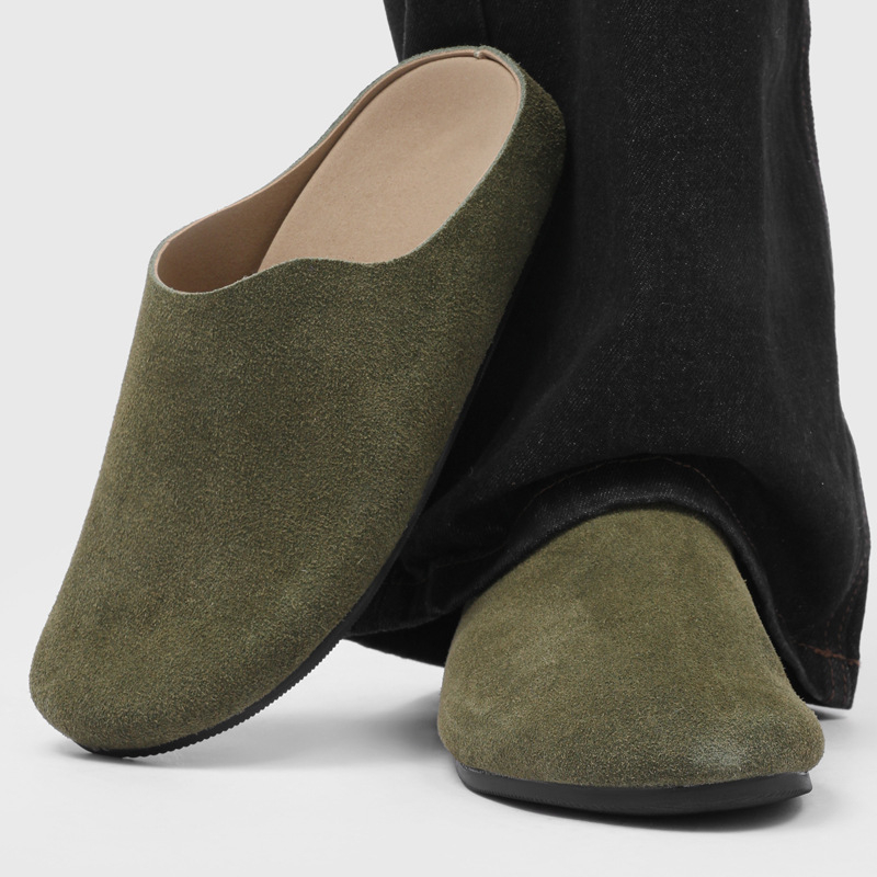 Muške slip-on papuče s zatvorenim prstima, casual, velur gornji dio, gumena potplat (17093)