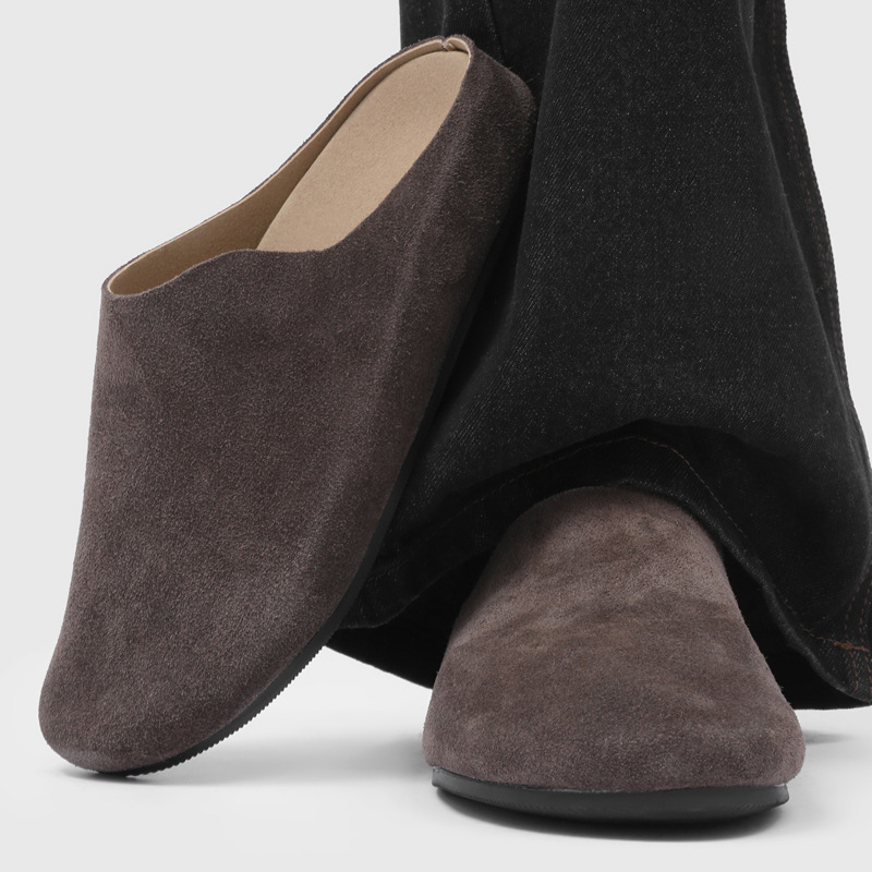 Muške slip-on papuče s zatvorenim prstima, casual, velur gornji dio, gumena potplat (17093)