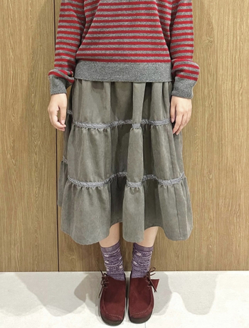 Suknja tip cake s izvezkom, duga, poliester, jesen 2025, japansko-korejski casual stil