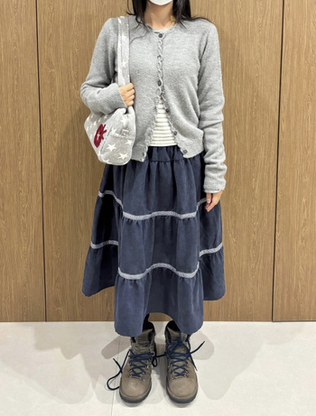 Suknja tip cake s izvezkom, duga, poliester, jesen 2025, japansko-korejski casual stil