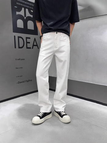 Muške slobodnog kroja traperice, srednji pojas, pamuk-denim, zip zatvarač, pranje