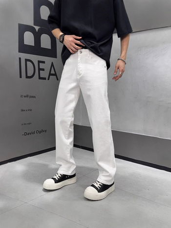 Muške slobodnog kroja traperice, srednji pojas, pamuk-denim, zip zatvarač, pranje