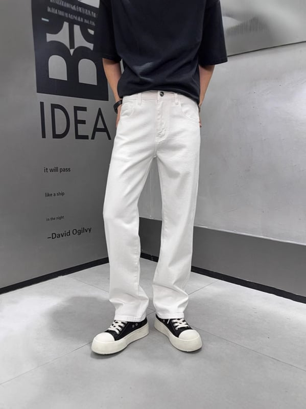 Muške slobodnog kroja traperice, srednji pojas, pamuk-denim, zip zatvarač, pranje