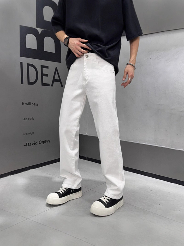 Muške slobodnog kroja traperice, srednji pojas, pamuk-denim, zip zatvarač, pranje
