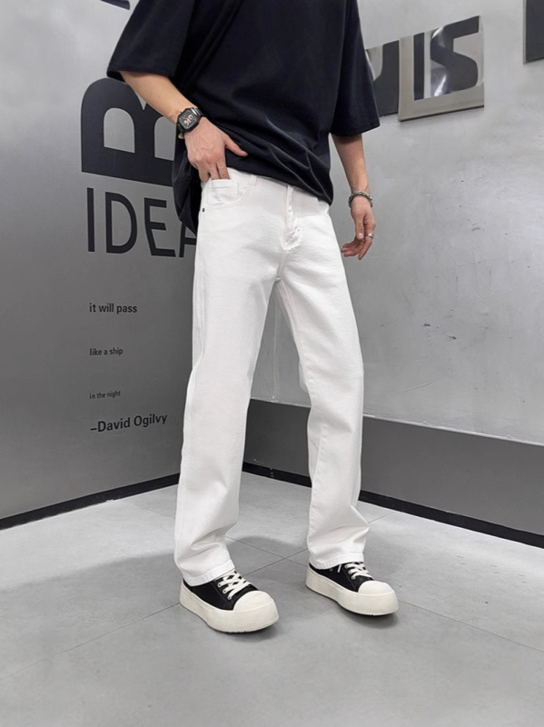 Muške slobodnog kroja traperice, srednji pojas, pamuk-denim, zip zatvarač, pranje