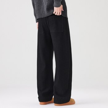 Blugi drepti, fermoar, patchwork manual, spălare prin piatră