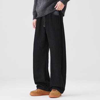 Blugi drepti, fermoar, patchwork manual, spălare prin piatră