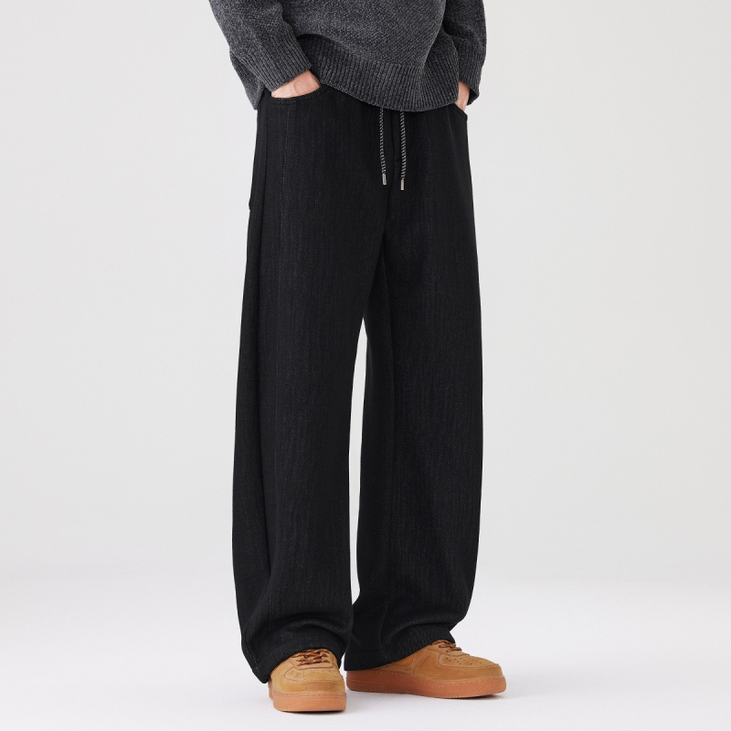 Blugi drepti, fermoar, patchwork manual, spălare prin piatră