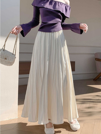 Fustă A-line din catifea, talie înaltă, plisată, 50–70% poliester, iarna 2025