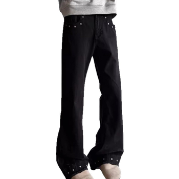 Traperice od denima s mikro-razvlačenim krojem nogavica, isprani završetak, srednji pojas, zip zatvarač, višestruki džepovi