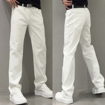 Jeansi bărbați croi drept, amestec modal-poliester, talie medie, fermoar