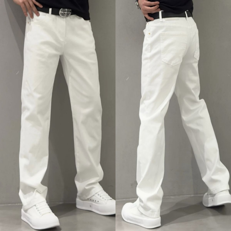 Jeansi bărbați croi drept, amestec modal-poliester, talie medie, fermoar