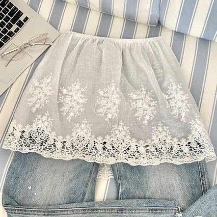 Vezena čipkasta mini suknja s floralnim motivom, visoka elastičnost, poliester čipka 30-50% udjela, retro stil, jesen 2025