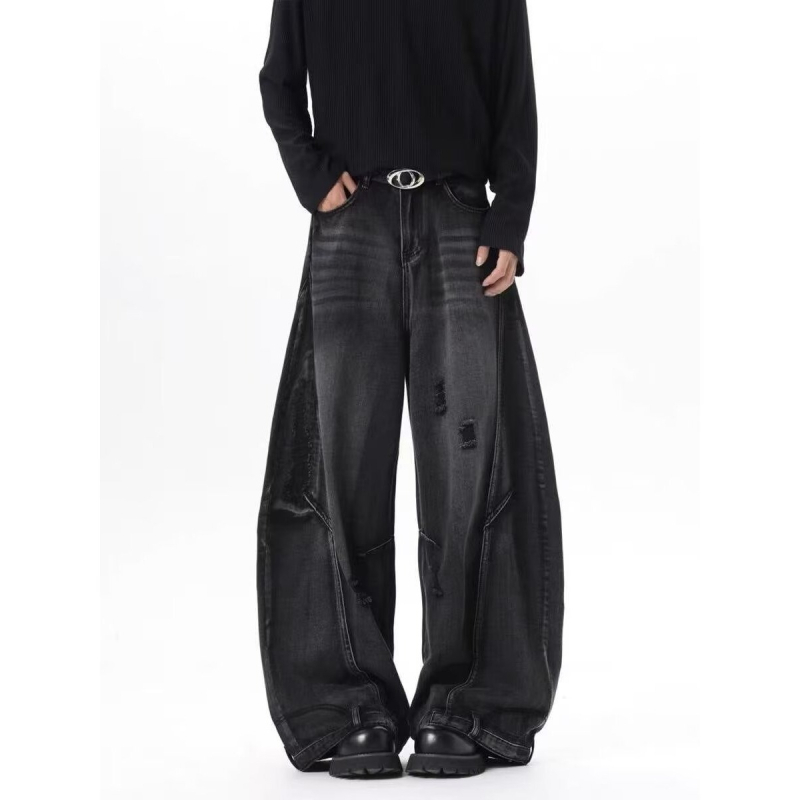 Muške traperice denim, ravni kroj, srednji struk, zip zatvarač, oprane ručnim brušenjem