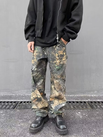 Blugi în stil coreean, drepti, talie medie, denim din bumbac 75%, decor la buzunare, lavabili