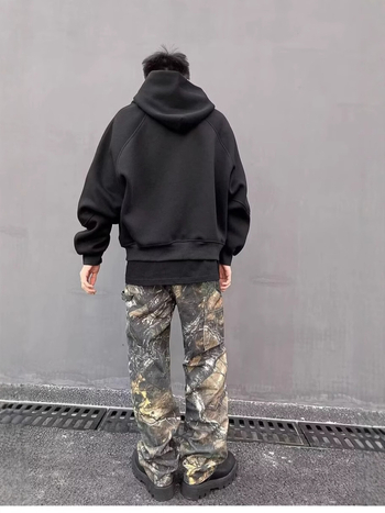 Blugi în stil coreean, drepti, talie medie, denim din bumbac 75%, decor la buzunare, lavabili