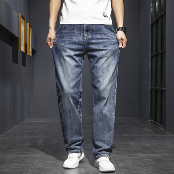 Jeanși pentru bărbați, croială dreaptă lejeră, 90% bumbac, fermoar, vară, cinci buzunare