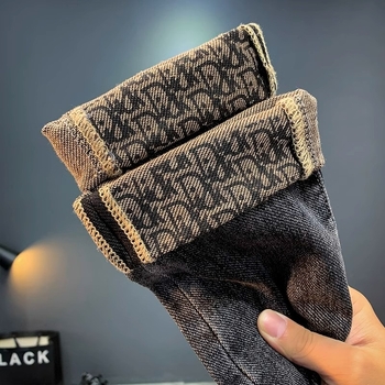 Blugi de bărbați drepti, croială slim, micro-elastic, 50% bumbac, talie medie, fermoar