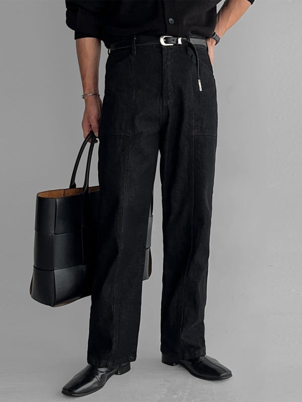 Blugi de bărbați drepti, talie medie, fermoar, 97% bumbac 3% elastan