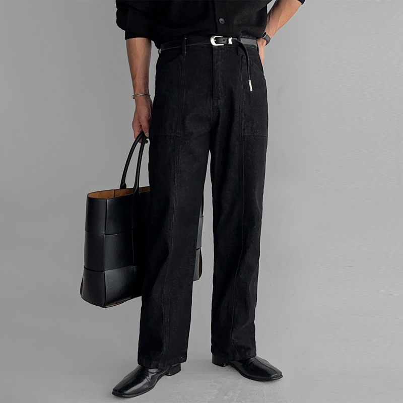 Blugi de bărbați drepti, talie medie, fermoar, 97% bumbac 3% elastan