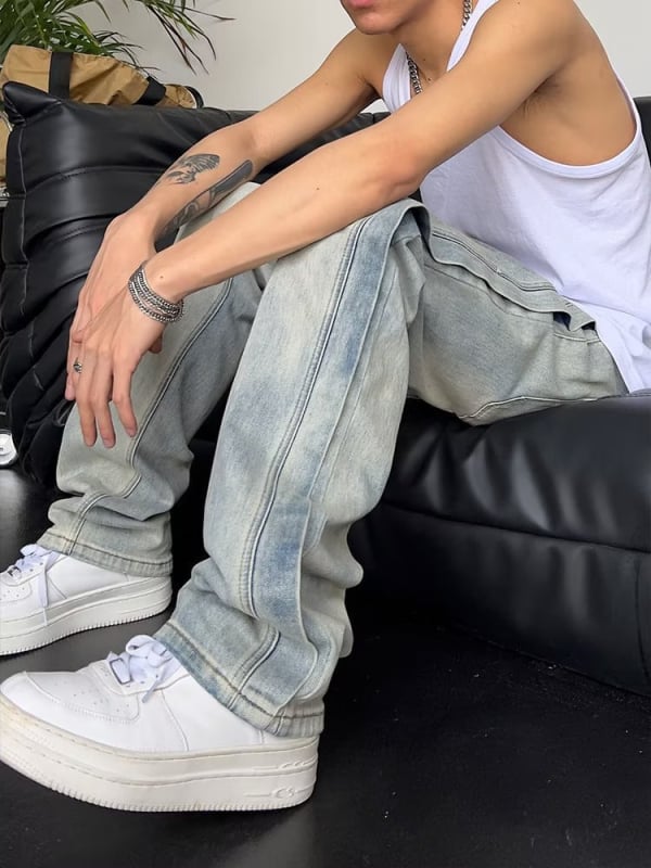 Muške traperice, ravno krojenje, labavi kroj, lagane, 95% poliester