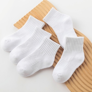 Șosete pentru copii din bumbac gros, terry, cu interior periat, lungime medie, uni