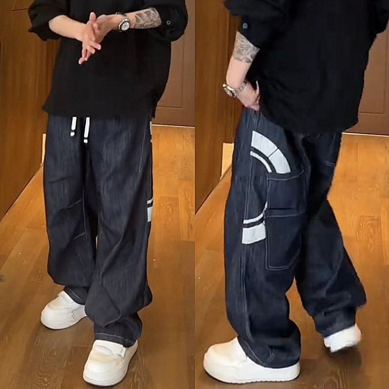 Traperice – ravne nogavice, srednje visoki struk, otisak s više džepova, ručno crtani dizajn na Modal-polyester tkanini, mikroelastičnost