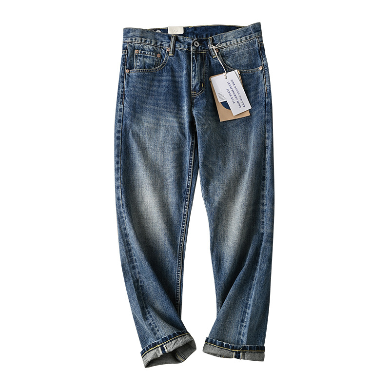 Traperice, ravni kroj, visok struk, 15 oz pamuk denim, 99% pamuk, oprane, Ami Khaji Basic